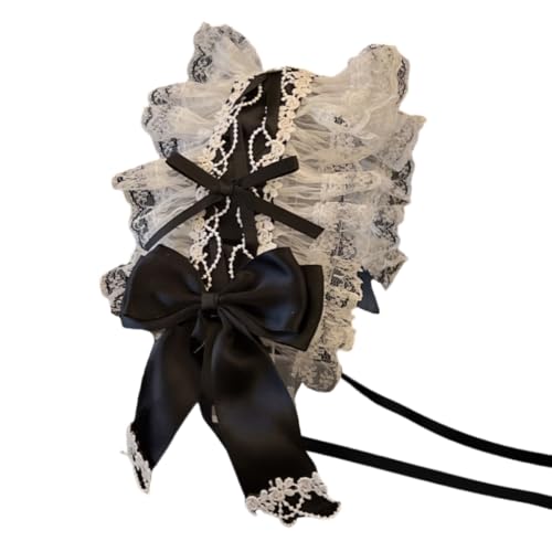 Damen-Haarschmuck mit gerüschter Spitze, Schleife, Cosplay, Haarschmuck für Dienstmädchen, süßes Haarband, süßes Haar-Accessoire von ZEPFJHE