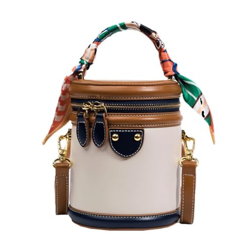 Damen-Umhängetasche, trendig, zylinderförmig, modischer Eimer, schöne Kuriertasche, koreanischer Stil, Crossbody für den täglichen Gebrauch, modische Umhängetasche für Damen, PU-Leder, Eimer, schöne von ZEPFJHE