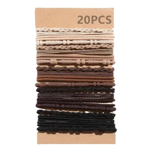 Elastische Haargummis, 20 Stück, stabile Stretch-Pferdeschwanz-Halter für Damen und Mädchen mit dünnem oder lockigem Haar von ZEPFJHE