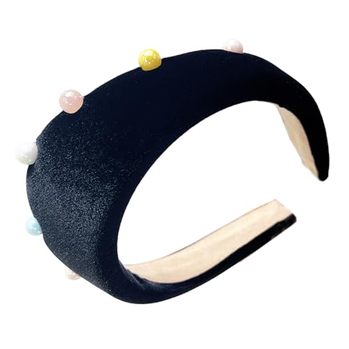 Elegante Plüsch-Perlen-Stirnbänder für Damen und Mädchen, elastisches, breites Haarband, Haar-Accessoire, modischer Kopfschmuck, Party-Haar-Accessoire Elegante Plüsch-Perlen-Stirnbänder für Damen und Mädchen, elastisches, breites Haarband, Haar-Accessoire, modischer Kopfschmuck, Party-Haar-Accessoire von ZEPFJHE