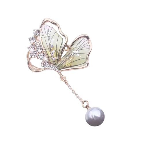 Elegante Schmetterlings-Brosche mit Perlen-Designs, tropfende Wassertropfen-Form, Legierungsmaterialien für Damen, modisches Accessoire, Metall von ZEPFJHE
