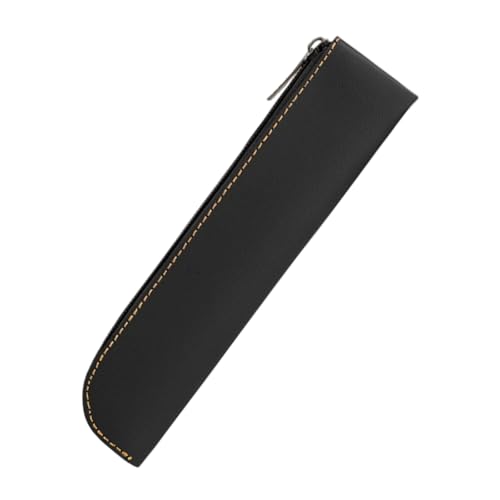 Federmäppchen aus PU-Leder mit Reißverschlüssen, einfaches Federmäppchen, großes Fassungsvermögen, Organizer, Beutel, PU-Leder, einfacher Stift, Schule, Bürobedarf, Schwarz von ZEPFJHE