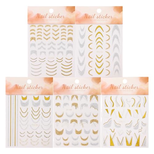 Französische Linien Nails Sticker For Nails Art Art Stickers For Designs Decals Kunstdekorationen Glitzer Französische Linien Nagelabziehbilder von ZEPFJHE
