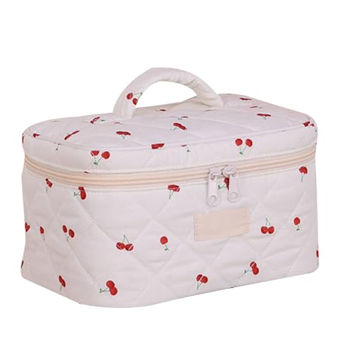 Gesteppte Make-up-Tasche mit schönem Schleifen-Design, geräumiger Reise-Kosmetik-Organizer für Damen und Damen, gesteppte Kosmetiktasche, a, Einheitsgröße von ZEPFJHE