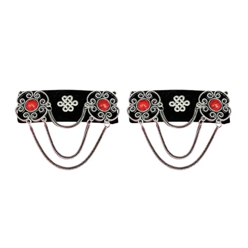 Handgefertigte mongolische Stile Fusselquasten Haarspange Ornament mit Vintage-Strass-Designs für Frauen suchen einzigartigen Charme von ZEPFJHE