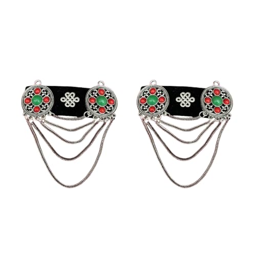 Handgefertigte mongolische Stile Fusselquasten Haarspange Ornament mit Vintage-Strass-Designs für Frauen suchen einzigartigen Charme von ZEPFJHE