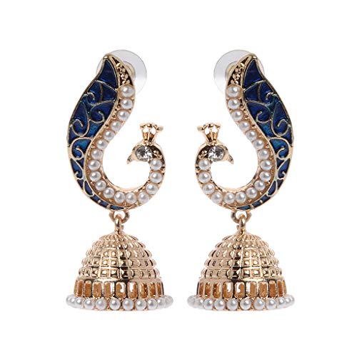 Klassische Jhumka Jhumki Tropfen-Ohrringe, indisches Bollywood-Kundan--Schmuckanhänger, für Damen und Mädchen, Strass von ZEPFJHE