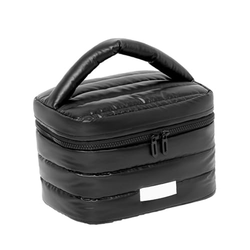 Kosmetiktasche für Damen mit geräumigen Designs, Kosmetiktaschen, unverzichtbare Toilettenartikel, einfacher Zugang für Reisen und den täglichen Gebrauch, weicher Griff, Schwarz , Mass Beauty von ZEPFJHE