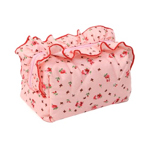 Kosmetiktasche mit großem Fassungsvermögen, florales Design, tragbare Aufbewahrungsbox, Make-up, organisierte Aufbewahrungstaschen für Reisen und den täglichen Gebrauch, Damen-Kosmetiktasche, a, Mass von ZEPFJHE