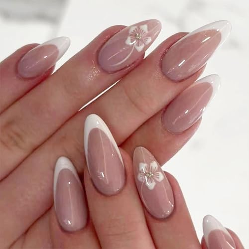 Künstliche Fingernägel, künstliche Fingernägel, zum Aufkleben, Blumenpresse, für Damen und Mädchen, Acrylkleber auf Nagel für Frauen, transparent von ZEPFJHE