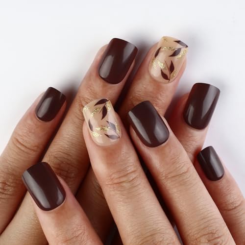 Künstliche Fingernägel, kurz, quadratisch, zum Aufkleben, für Damen und Mädchen, Design für künstliche Nägel von ZEPFJHE