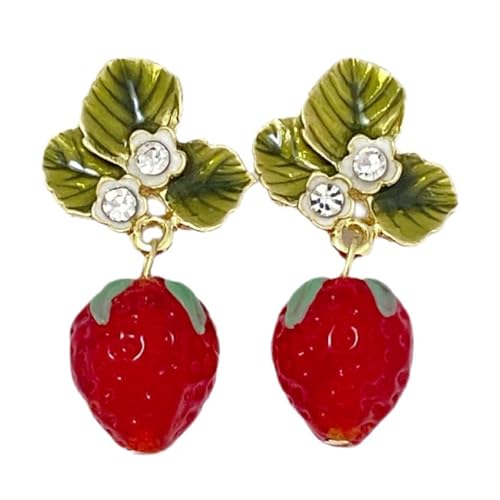 Leichte Erdbeer-Ohrringe aus Kunstharz, künstliche Früchte, trendiges Schmuck-Accessoire, Damen-Accessoires, Mode-Accessoires von ZEPFJHE