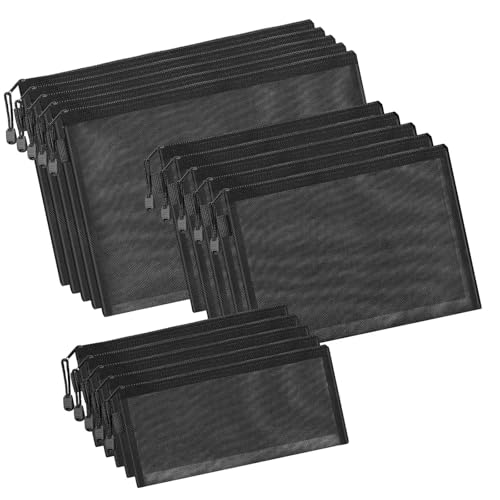 Make-up-Taschen aus Nylongeflecht mit Reißverschlüssen, großes Fassungsvermögen, Kosmetik-Organizer für Damen, Reisen und Büro, Make-up-Reißverschlüsse, 15 Stück von ZEPFJHE