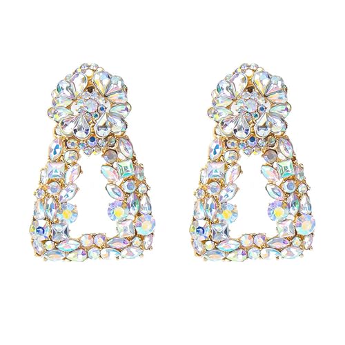 Moderne Kristall-Ohrringe mit quadratischen Dreiecken, elegantes Schmuck-Accessoire für Frauen, Party, Hochzeit, Abend-Ohrringe, Einheitsgröße, Wie beschrieben, Wie beschrieben von ZEPFJHE