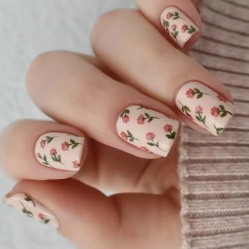 Nägel zum Aufdrücken, Mandelkleber, französische künstliche Designs, künstliche Geschenke für Frauen und Mädchen, Acrylkleber, Nägel für Frauen, transparent, 24 Stück von ZEPFJHE