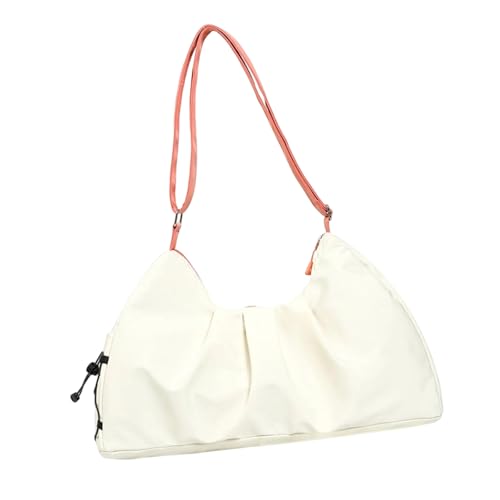 Nylon Turnbeutel mit Schuhfach Reisehandtasche Yogatasche Gym Duffels Tasche Weekender mit verstellbaren Riemen Tragetasche Schulter, beige von ZEPFJHE