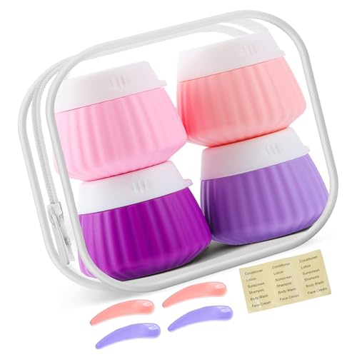 Reisebehälter für Toilettenartikel, Reiseflaschen mit transparenter Tasche, auslaufsichere Silikon-Gläser für kosmetische Handcreme, auslaufsichere Essentials mit Deckel von ZEPFJHE