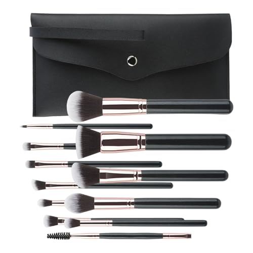 Reisefreundliches 12-teiliges Make-up-Pinsel-Set mit weichen Borsten und ergonomischem Holzgriff, für Damen und Mädchen, tragbare Make-up-Werkzeuge von ZEPFJHE