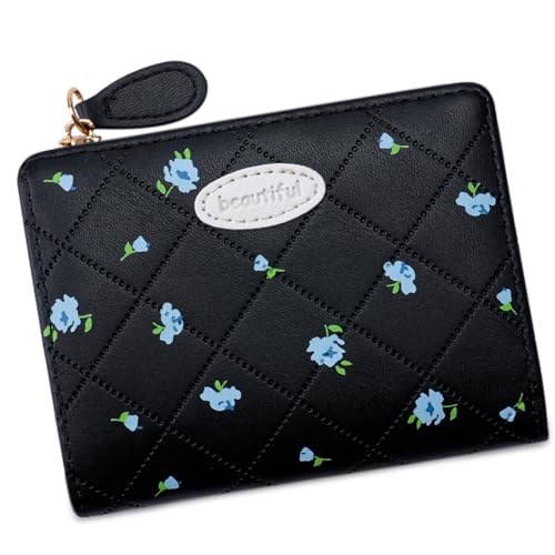 Stilvolle Münze Geldbörse PU Lederwechsel Geldbeutel Fashion Einfache Brieftasche Kurzkartenhalter Schöne Brieftasche Für Reisen Täglich PU Leder Wechsel Schöner Blumendruck Mit Kartenhalter von ZEPFJHE