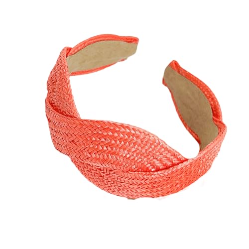 Stirnband aus natürlichem Stroh, gewebt, breites elastisches Band, Haar-Accessoire, atmungsaktiv, Unisex-Haarschmuck für Outdoor-Aktivitäten, einfarbig, Kopfbedeckung von ZEPFJHE