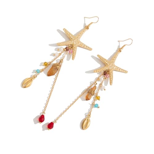 Stylische Marine Akzentohrringe Mit Seesterne Und Quallendesign Drop Ohrhaken Perfekt Für Urlaub Und Lässige Looks Handgefertigte Metallohrringe von ZEPFJHE