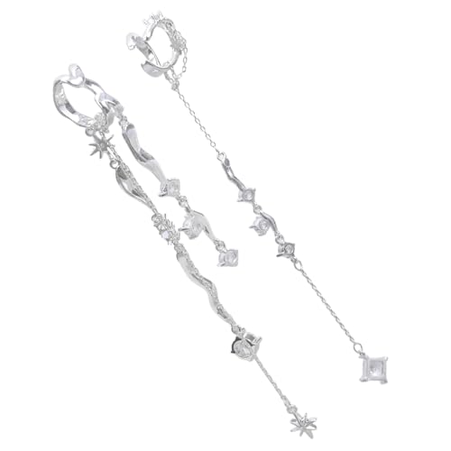 Trendige lange Quasten-Ohrmanschetten mit Stern, asymmetrischer Clip, kein Piercing-Schmuck für den täglichen Gebrauch, besondere Anlässe von ZEPFJHE