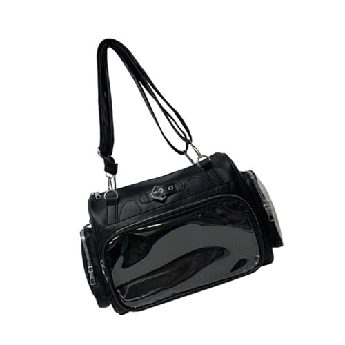 Umhängetasche im japanischen Schulstil, Polyurethan, für Anime-Fans mit mehreren Taschen, Schultertaschen, modischer Rucksack für Studenten, modisches Accessoire-Tasche, Schwarz , One Size von ZEPFJHE
