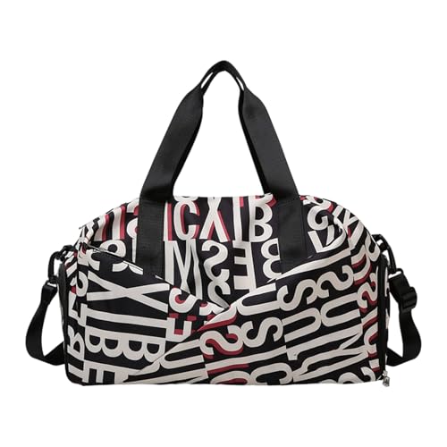 Wasserdichter Mehrzweck-Turnbeutel mit verstärkten Griffen und atmungsaktiven Fächern für Sport, Reisen, Workout-Tasche, Schwarz , Mass Beauty von ZEPFJHE