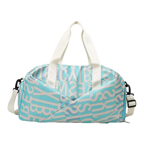 Wasserdichter Mehrzweck-Turnbeutel mit verstärkten Griffen und atmungsaktiven Fächern für Sport, Reisen, Workout-Tasche, aquamarin, Mass Beauty von ZEPFJHE