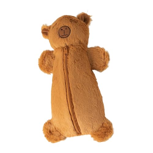 Weiches Plüsch-Federmäppchen mit Reißverschluss für Studenten und Erwachsene, große Kapazität, Stiftebeutel, Reise-Kosmetik-Aufbewahrungstasche, braune Box, a von ZEPFJHE