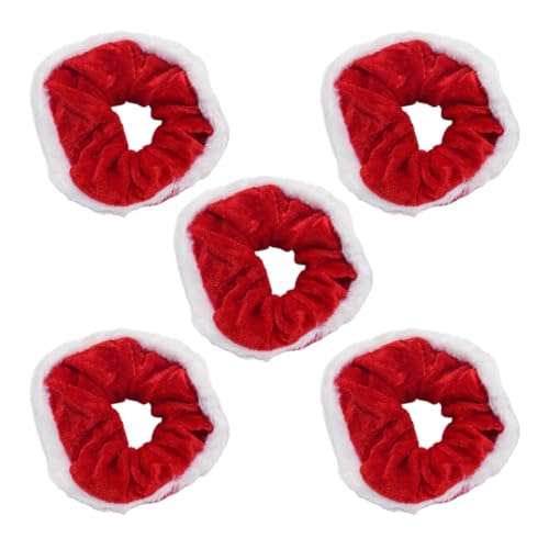ZEPFJHE 5 Stück Festliche Weihnachten Haargummis Elastisches Haarband Weihnachten Scrunchies Weicher Stoff für Frauen und Mädchen von ZEPFJHE