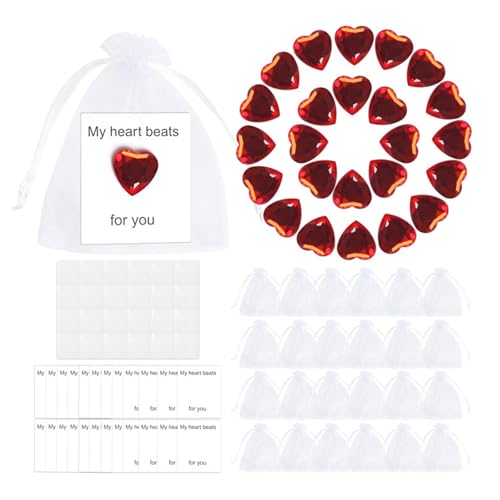 ZEPFJHE Acryl-Herz-Strass-Applikation, Stein-Edelsteine mit Kordelzug, Tasche, Schmuckzubehör für Partys oder besondere Anlässe, Acryl-Herz-Diamanten von ZEPFJHE