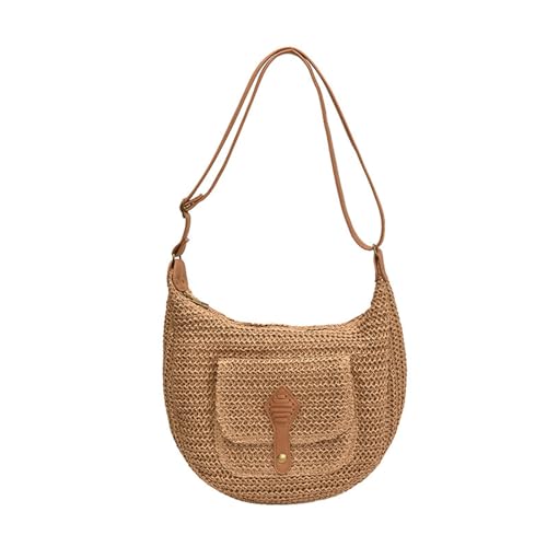 ZEPFJHE Allzugemachte Crossbody Tasche Für Frauen Einfache Handtasche Stroh Strand Schulter Handgefertigte Boten Tägliche Frauen Strand Handgefertigte Schulter Täglich Strohkreuzbody Handtasche von ZEPFJHE