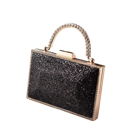 ZEPFJHE Anspruchsvolle Abendtasche Schultertasche Handtasche mit glitzernden Designs und Kettenriemen für Hochzeiten und Partys Polyester Clutch, Schwarz , One Size von ZEPFJHE