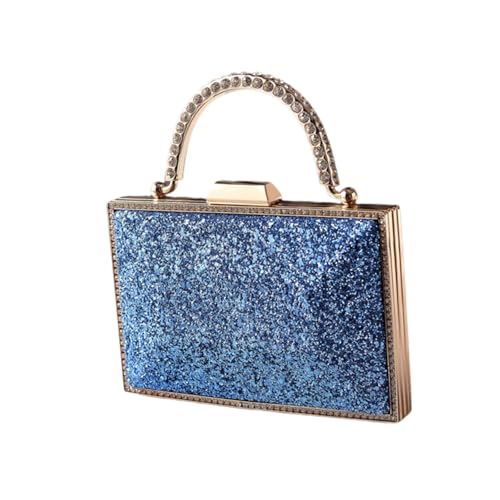 ZEPFJHE Anspruchsvolle Abendtasche Schultertasche Handtasche mit glitzernden Designs und Kettenriemen für Hochzeiten und Partys Polyester Clutch, blau, One Size von ZEPFJHE