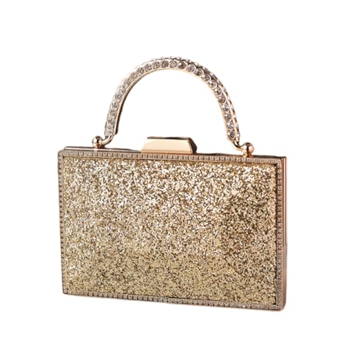 ZEPFJHE Anspruchsvolle Abendtasche Schultertasche Handtasche mit glitzernden Designs und Kettenriemen für Hochzeiten und Partys Polyester Clutch, gold, One Size von ZEPFJHE