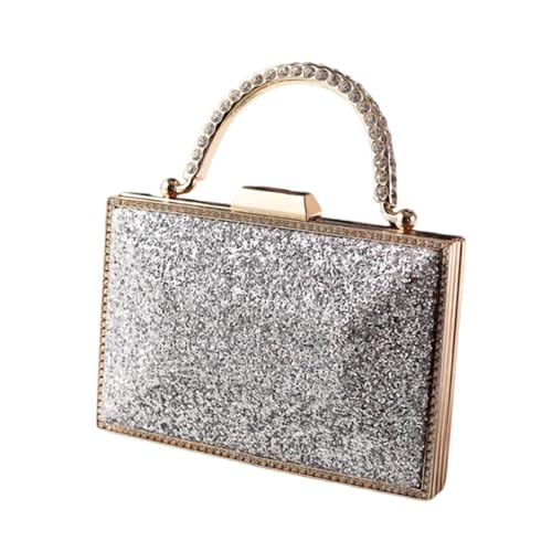 ZEPFJHE Anspruchsvolle Abendtasche Schultertasche Handtasche mit glitzernden Designs und Kettenriemen für Hochzeiten und Partys Polyester Clutch, silber, One Size von ZEPFJHE