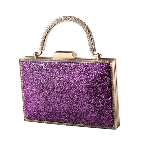 ZEPFJHE Anspruchsvolle Abendtasche Schultertasche Handtasche mit glitzernden Designs und Kettenriemen für Hochzeiten und Partys Polyester Clutch, violett, One Size von ZEPFJHE