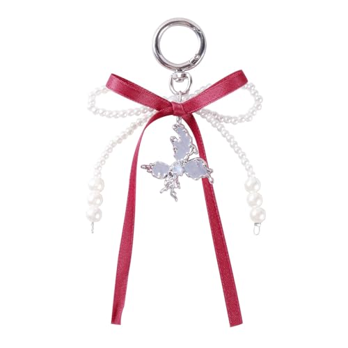 ZEPFJHE Bows Schlüsselbeutel Zauber Für Frauen Geldbeutel Handtasche Rucksack Anhänger Auto Keyring Ästhetische Perlen Bögen Charms Charms von ZEPFJHE