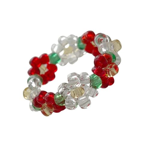 ZEPFJHE Bunte Perlenringe, elastische, verstellbare Designs, Blumenringe, Accessoire für eine individuelle Passform und modische Statement-Perle, Einheitsgröße, Wie beschrieben, Wie beschrieben von ZEPFJHE