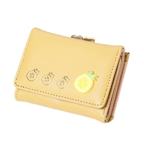 ZEPFJHE Cartoon Kleine Leder Geldbörse für Frauen und Mädchen Faltbare Geldbörsen Geldbörse mit mehreren Kartenfächern und Bargeldfach, gelb von ZEPFJHE