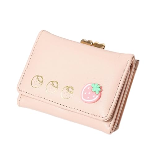 ZEPFJHE Cartoon Kleine Leder Geldbörse für Frauen und Mädchen Faltbare Geldbörsen Geldbörse mit mehreren Kartenfächern und Bargeldfach, rose von ZEPFJHE