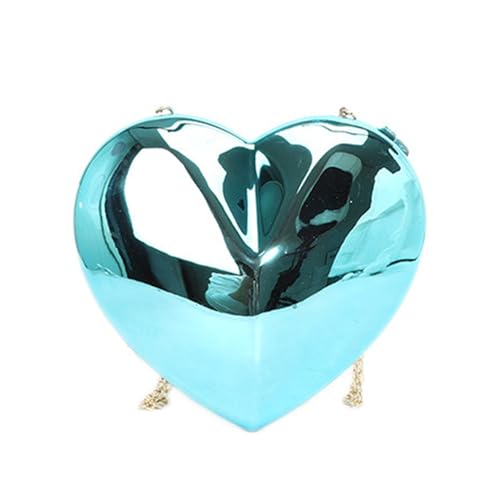 ZEPFJHE Damen-Abendtasche, Acryl, Umhängetasche, Abend-Clutch, herzförmige Handtasche, Kettenriemen, Schulterwechsel, Geldbörse, herzförmige Umhängetasche für Damen, Kettenriemen, Schultertasche, blau von ZEPFJHE