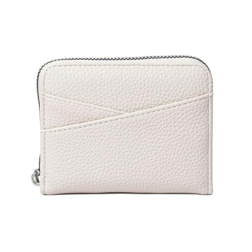 ZEPFJHE Damen Akkordeon-Designs, PU-Kartenhalter und Münzgeldbörse in einfarbiger Farbe mit reichlich Kartenfächern, Reißverschluss, Kartenetui, weiß von ZEPFJHE