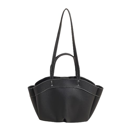 ZEPFJHE Damen Casual PU Leder Unterarmtasche Große Kapazität Schultertaschen Retro Handtasche für Tägliche Arbeit Büro und Reisen Verwendung Casual Bucket Bag, Schwarz , One Size ZEPFJHE Damen Casual PU Leder Unterarmtasche Große Kapazität Schultertaschen Retro Handtasche für Tägliche Arbeit Büro und Reisen Verwendung Casual Bucket Bag, Schwarz , One Size von ZEPFJHE