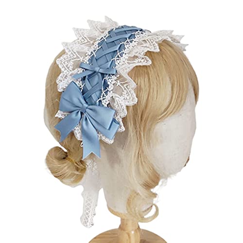 ZEPFJHE Damen-Haarreif aus Spitze, mit Schleife, Cosplay, Requisiten, Dienstmädchen, Anime, Kopfschmuck, Zubehör von ZEPFJHE