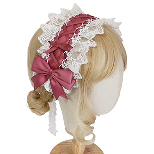 ZEPFJHE Damen-Haarreif aus Spitze, mit Schleife, Cosplay, Requisiten, Dienstmädchen, Anime, Kopfschmuck, Zubehör von ZEPFJHE