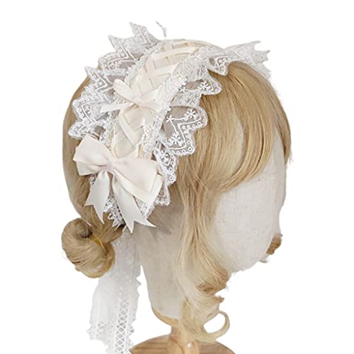 ZEPFJHE Damen-Haarreif aus Spitze, mit Schleife, Cosplay, Requisiten, Dienstmädchen, Anime, Kopfschmuck, Zubehör von ZEPFJHE