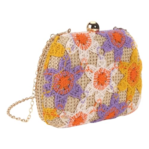 ZEPFJHE Damen Handgewebte Crossbody Handtasche Sommer Strand Schulter Handtasche Baumwolle Häkeln Gewebt Handgemachte Geldbörse Tasche von ZEPFJHE