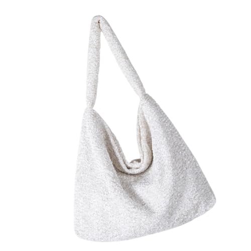 ZEPFJHE Damen Pailletten Handtasche Elegant Satchel Glitzer Umhängetasche Große Kapazität Abendtaschen Für Party Einkaufen Und Arbeit Umhängetasche, weiß, One Size von ZEPFJHE